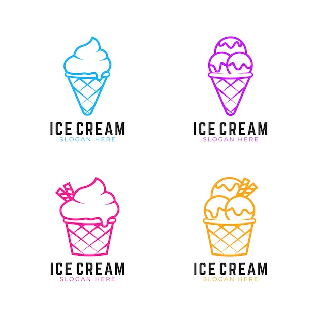 Ice cream logo collection with a sweet flavor and cold for a delicious dessert