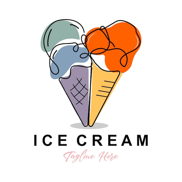 Ice Cream Logo Design Fresh Sweet Soft Cold Food Illustratie Favoriete vectorproduct voor kinderen: