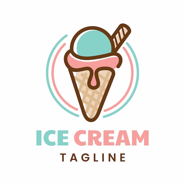 Premium Vector | Ice cream logo design simple line gelato logo