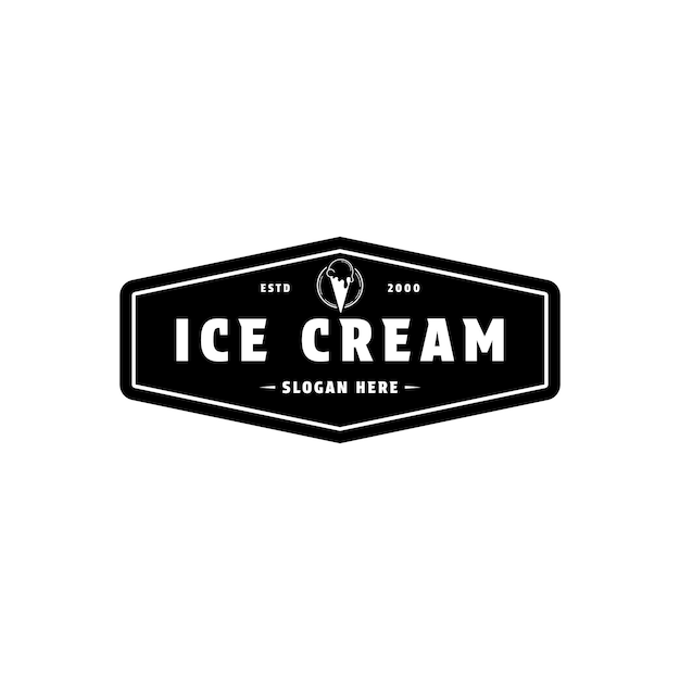 Progettazione del logo del gelato etichetta retro vintage