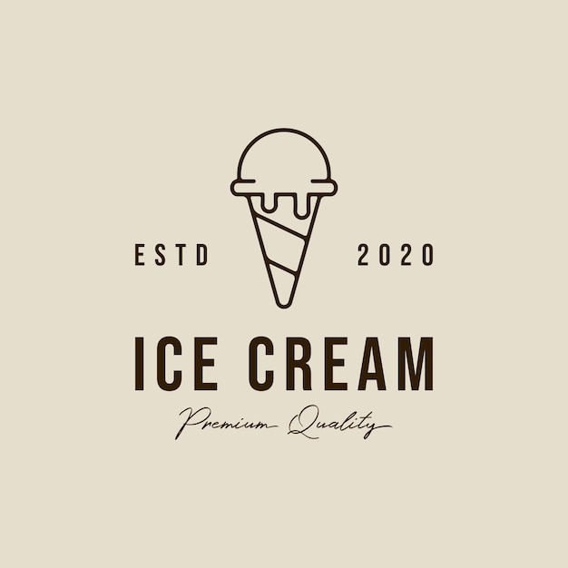 Vector ice cream logo line art simple minimalist vector illustration template icon graphic design food