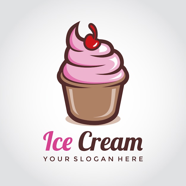 Vector ice cream logo template. cartoon style logo.