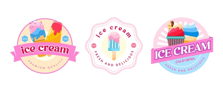 Vector 아이스크림 로고 템플릿 디자인