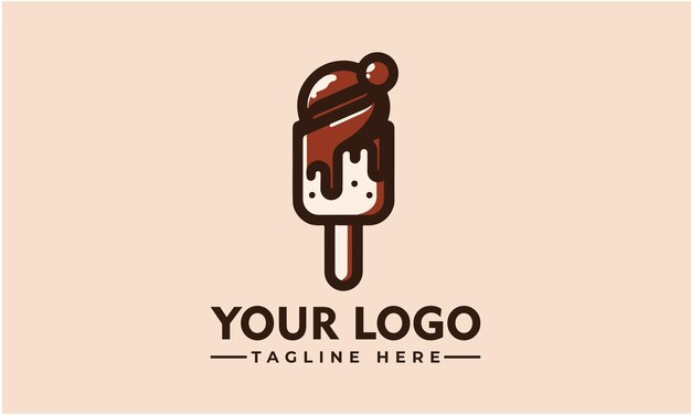 Ice cream logo template and emblemice cream logo icon in trendy cartoon line style