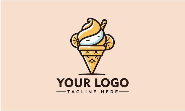 Vector ice cream logo template and emblemice cream logo icon in trendy cartoon line style