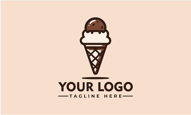 Vector ice cream logo template and emblemice cream logo icon in trendy cartoon line style