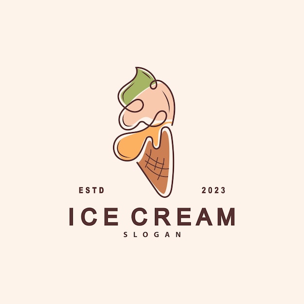 Ice Cream Logo Vector Fresh Sweet Soft Cold Food Eenvoudig minimalistisch inspiratieontwerp