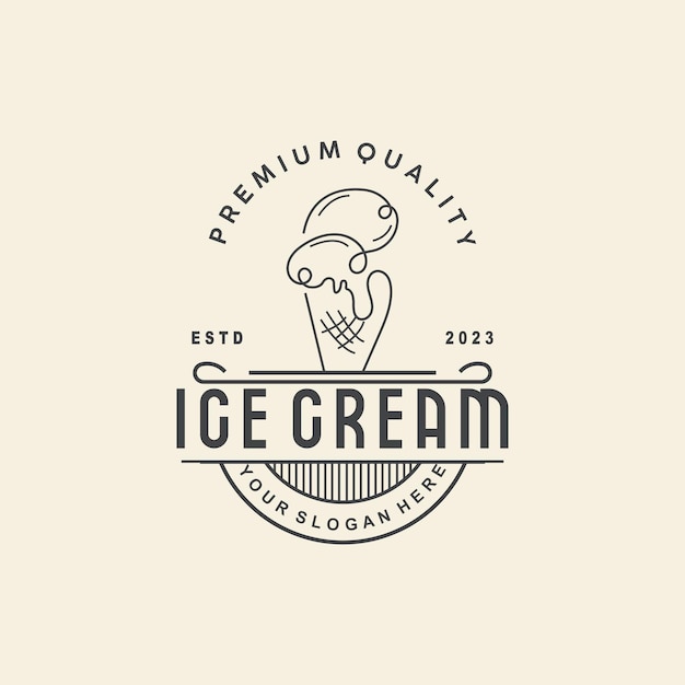 Мороженое Логотип Вектор Свежий Сладкий Мягкая Холодная Еда Простой Минималистский Дизайн Вдохновения