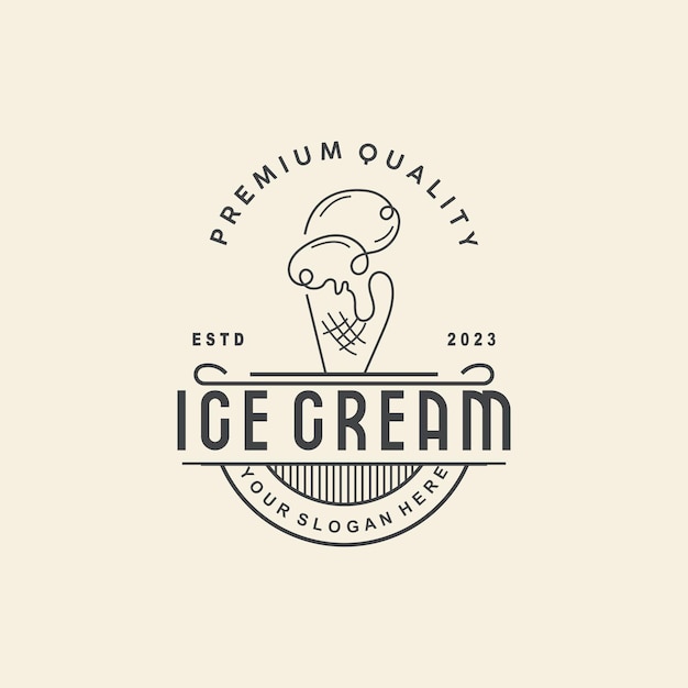 Ice cream logo vector fresh sweet soft cold food simple minimalist inspiration design