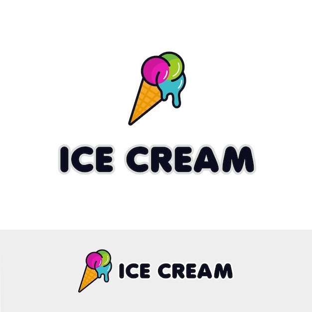 Ice cream logo vector Ice cream in a waffle cone