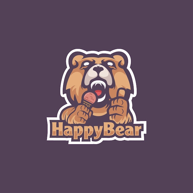 Ice cream logo with bear mascot