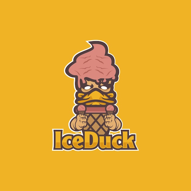 Ice cream logo with duck mascot