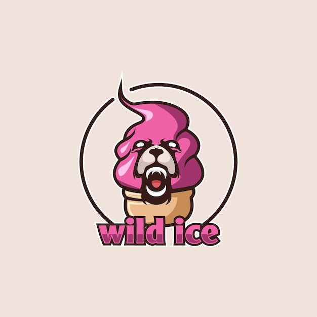 Vector ice cream logo with wild mascot