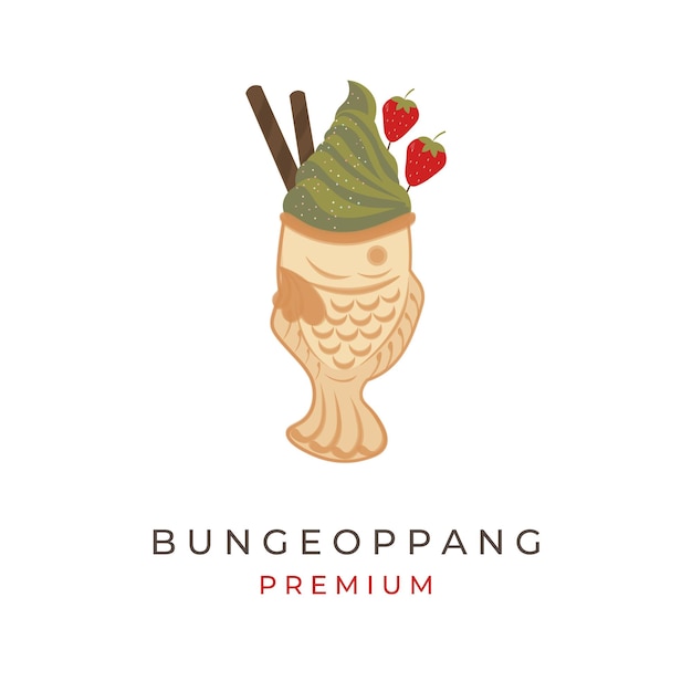 Ice cream matcha bungeoppang taiyaki fish cake illustration