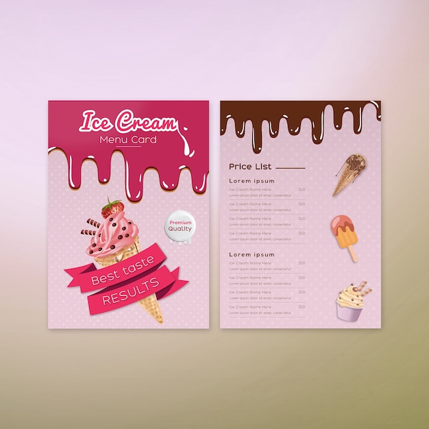 Vettore gelato menu card design