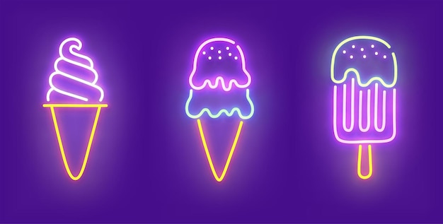 Ice cream neon icon