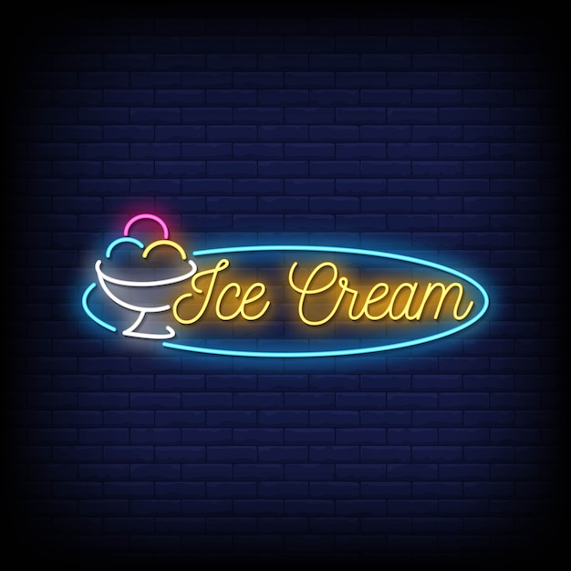Ice cream neon signs style text