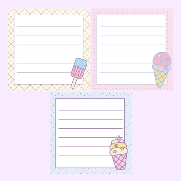 Vector ice cream notepad template