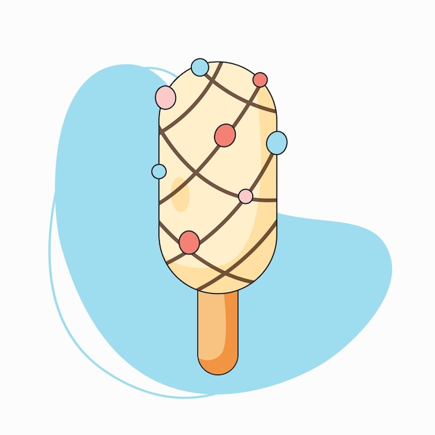 Вектор Мороженое на деревянной палочке. сладкий вкусный замороженный летний десерт.