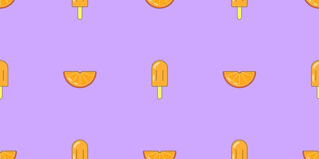 Vector ice cream and orange seamless pattern