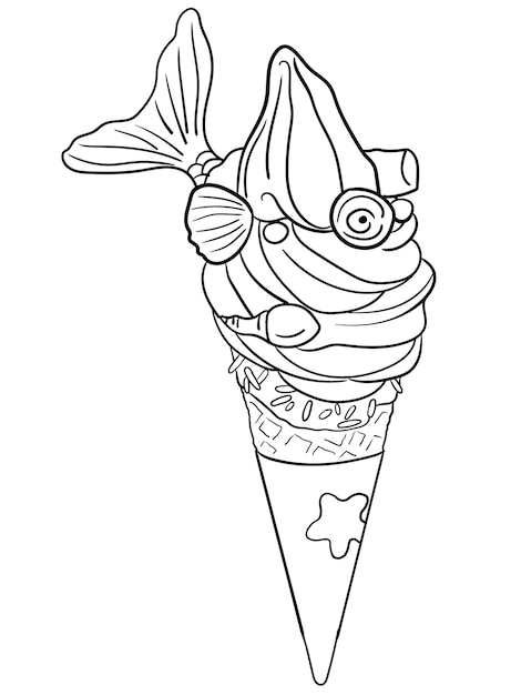 ice cream outline for coloring book