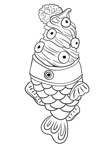 ice cream outline for coloring book