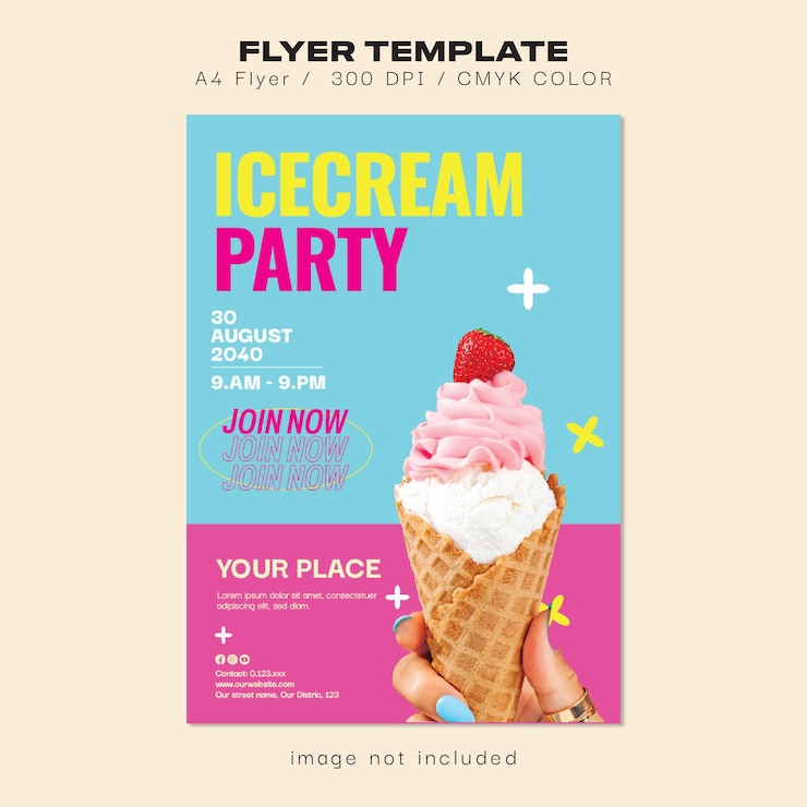 Vector ice cream party flyer
