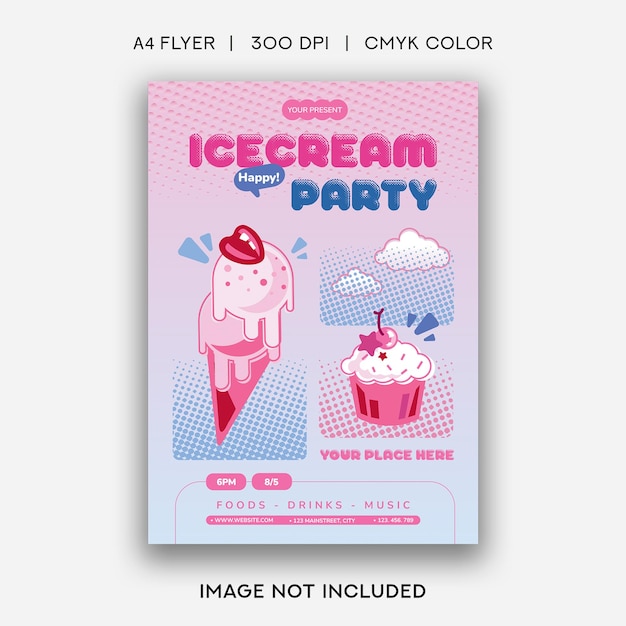 Vector ice cream party flyer