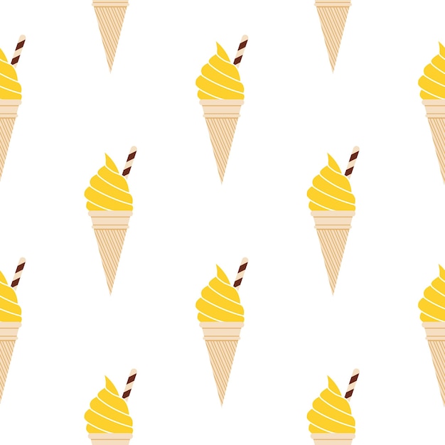 아이스크림 패턴, 화려한 여름 배경입니다. 우아하고 고급스러운 스타일의 일러스트레이션