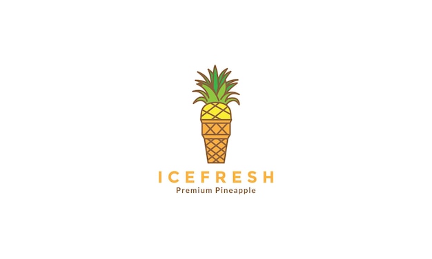 ice cream pineapple logo design vector symbol icon illustration