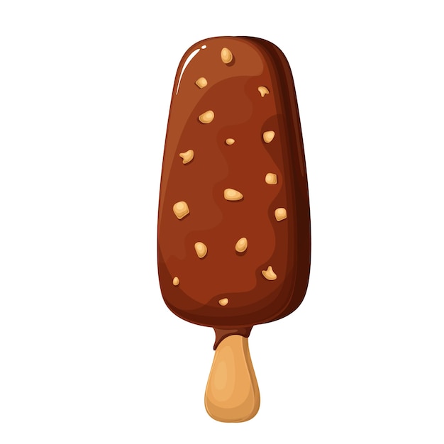 Ice cream popsicle on stick in chocolate glaze