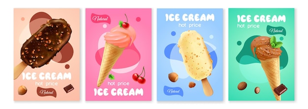 Vector ice cream poster set