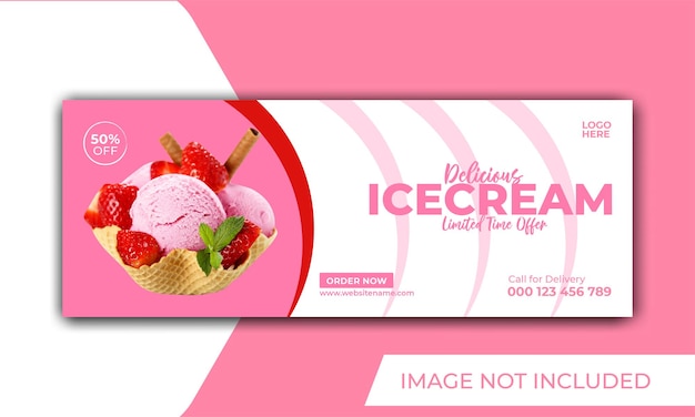 ベクトル アイスクリームのプロモーションとソーシャルメディアのfacebookカバーバナー