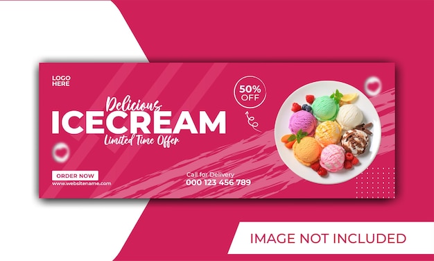 ice cream promotion and social media facebook cover banner