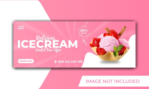 Ice cream promotion and social media facebook cover banner