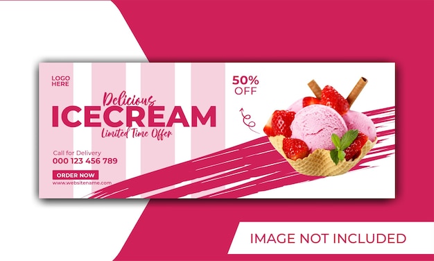 Ice cream promotion and social media facebook cover banner