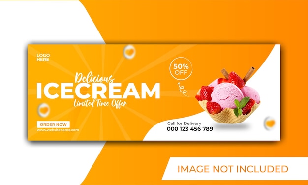 Promozione gelato e banner di copertina facebook sui social media