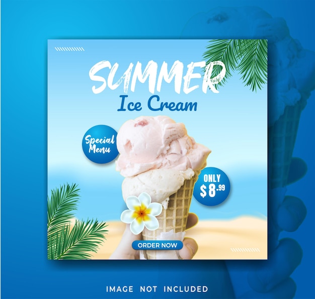 Ice cream promotion social media instagram post banner template