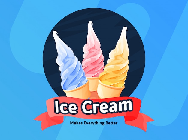 Ice cream realistic illustration