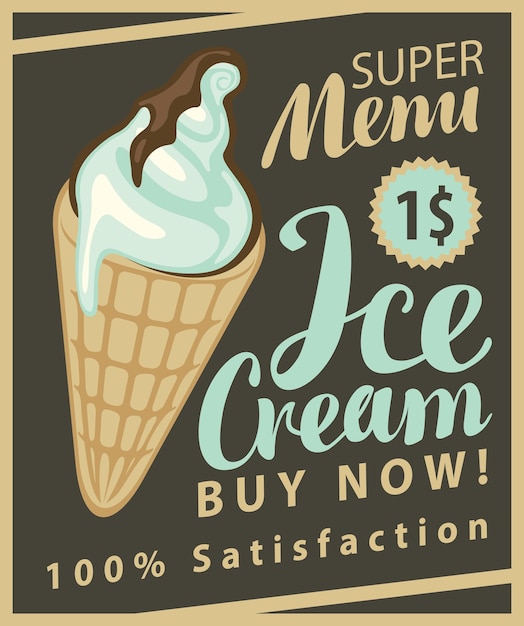 Ice cream in retro style