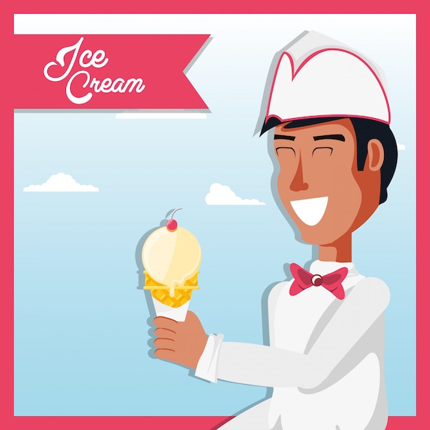 Ice cream sales man character