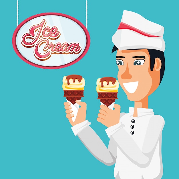 Ice cream sales man character