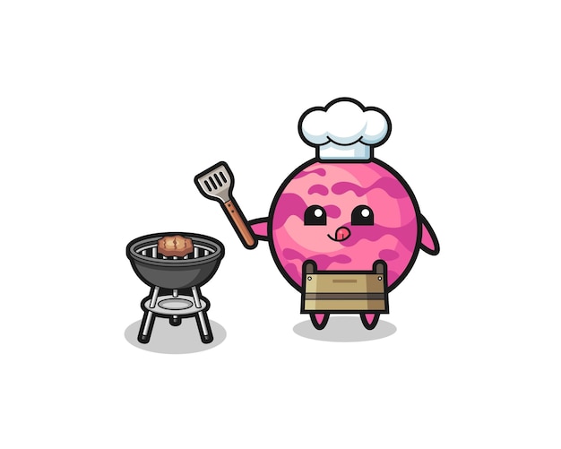 Ice cream scoop barbeque chef with a grill cute design