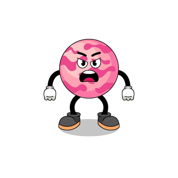 Ice cream scoop cartoon illustration with angry expression