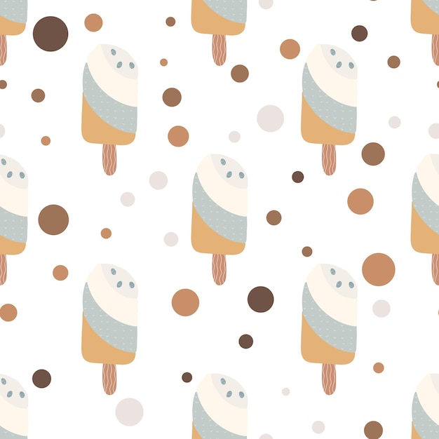 Мороженое бесшовный узор Векторный фон для дизайна текстильной ткани детской одежды