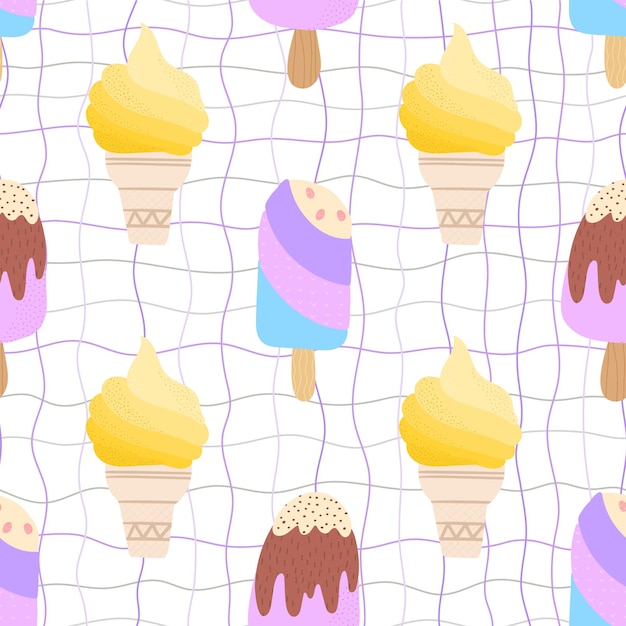 디자인 섬유 직물 아기 옷 아이스크림 원활한 패턴 벡터 배경
