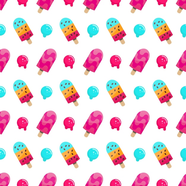 Vector ice cream seamless pattern vector illustration