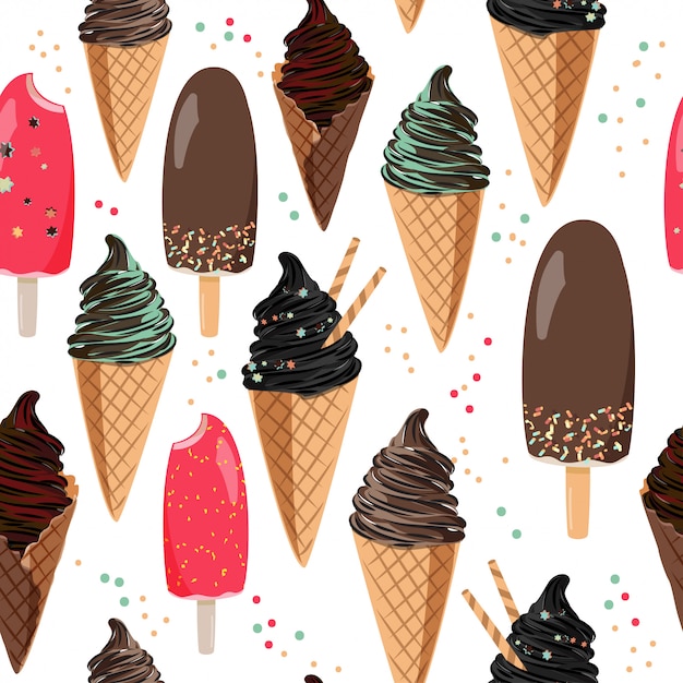 Ice cream seamless pattern.