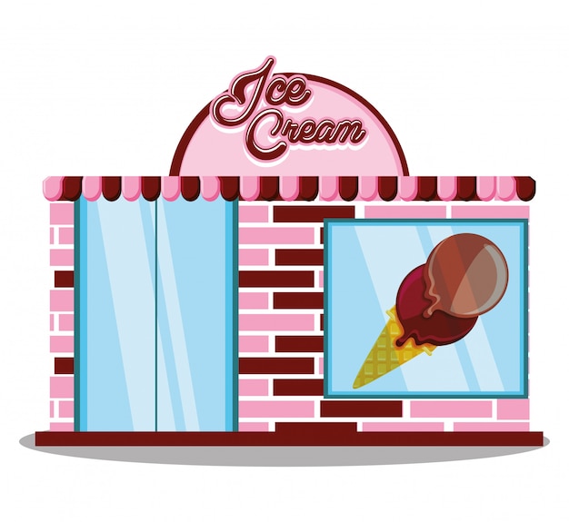 Vector ice cream shop facade