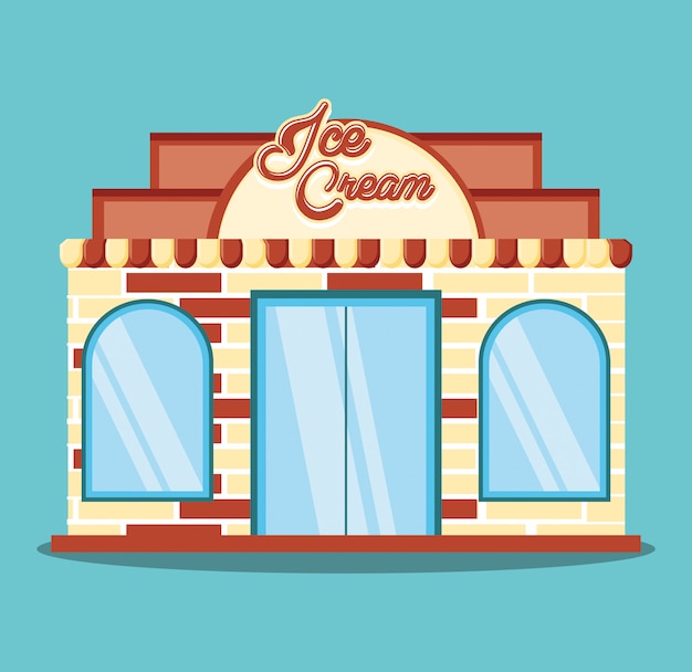 Vector ice cream shop facade